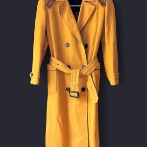 Burberry Women Yellow Trench Coat with Beads Details